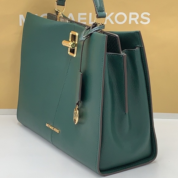 MICHAEL KORS PENELOPE LARGE TOP HANDLE RASING GREEN MULTI COLOR - Picture 8 of 15